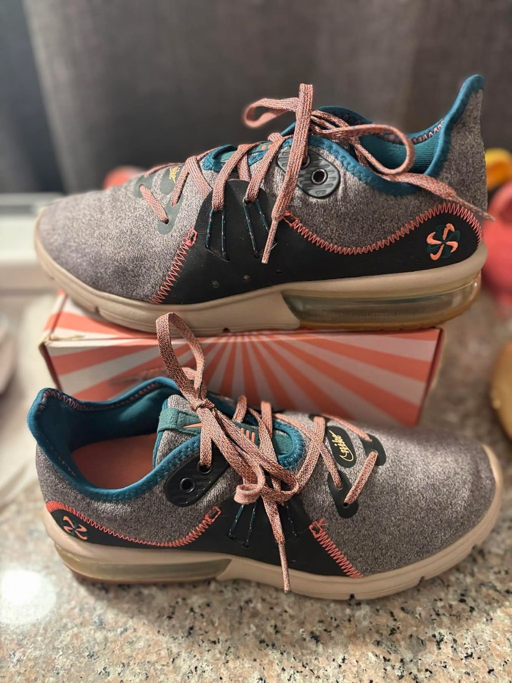 Nike Women's Athletic Shoes in Heather Gray with Teal and Pink Accents